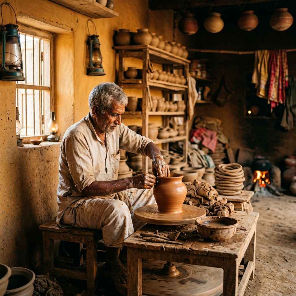 Indian artisan working
